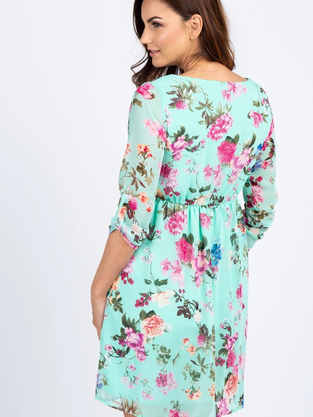 Pinkblush Maternity Mint Floral Print Babydoll Dress